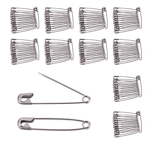 BEADNOVA Large Safety Pins Nickel Finish Clothing Pins Safety Pins Assorted  for Garment Art Craft (120pcs, 2 Inch, 54mm)