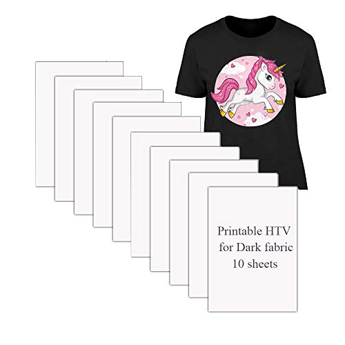 TYPOO Printable HTV Heat Transfer Vinyl for Inkjet Printers Iron-On Dark  T-shirt Fabric Transfer