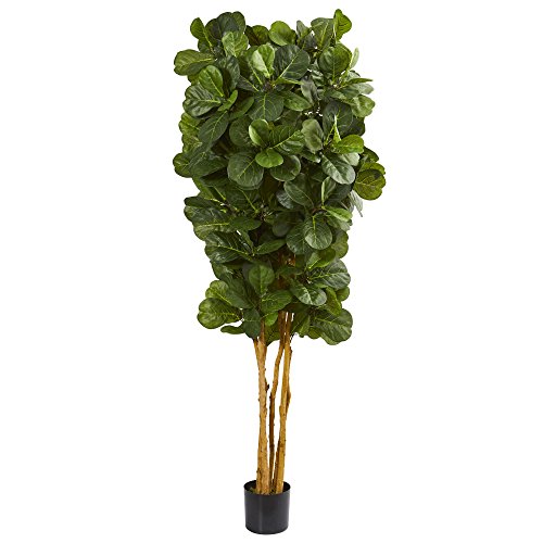 Nearly Natural 7â€™ Fiddle Leaf Fig Artificial Trees, 84in, Green