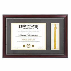 GraduatePro Diploma Frame with Tassel Picture Frame Holder 8.5x11 Inch Certificate Document Black Gold Rim Double Mat Glass