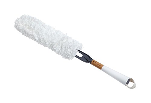 Full Circle Dust Whisperer Washable Microfiber Duster with Replaceable Head, White