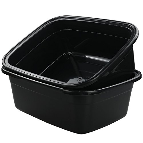 Idomy Rectangle Plastic Black Washing Basin/Tub, Pack of 2 (18 Quart)