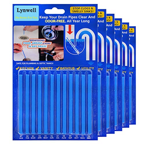 Lynwell Drain Sticks, Drain Stix Drain Cleaner & Deodorizer Sink Sticks Drain Deodorizer Sticks for Odor Unscented Non-Toxic for