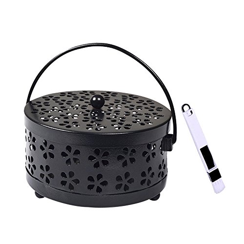 Wed2BB Mosquito Coil Holder Classical Design Portable Metal Incense Holder Black