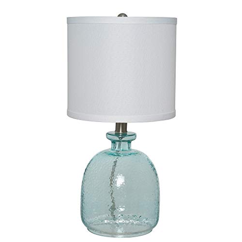 Catalina Lighting 20687-000 Coastal Cape Cod Clear Glass Textured Table Lamp, 18.25", Classic Blue
