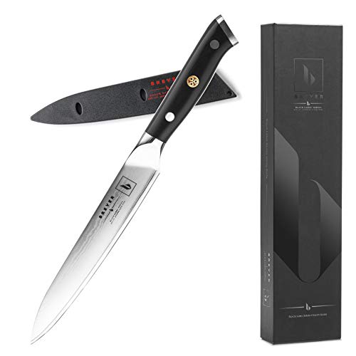 BREVER Utility Knife - Black Label Series - AUS-10V Vacuum Heat Treated - 6" (152mm)