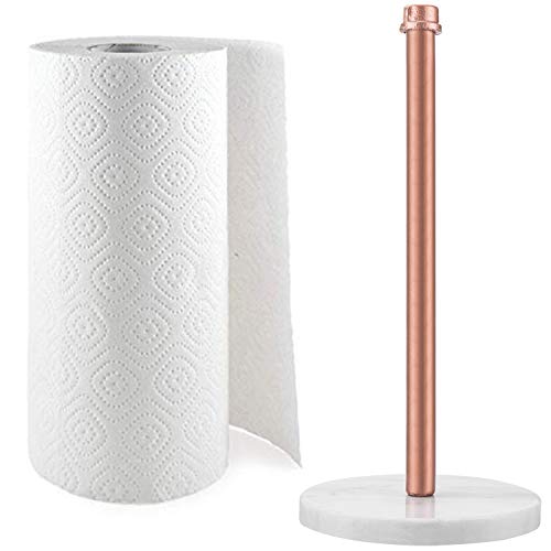 MyGift Copper Tone Industrial Pipe & Marble Base Countertop Paper Towel Holder
