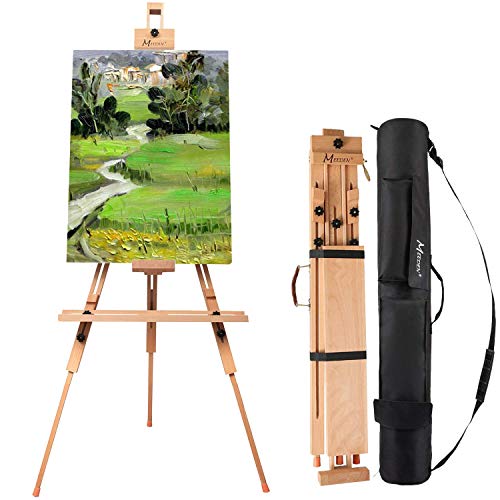 MEEDEN Tripod Field Painting Easel with Carrying Case - Solid Beech Wood Universal Tripod Easel Portable Painting Artist