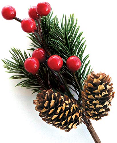 OLYPHAN Red Berry Stems Pine Branches Evergreen Berries DÃ©cor 8 PCS  Discou- Artificial Pine