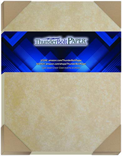 ThunderBolt Paper 25 Old Aged Parchment 65lb Cover Weight Paper 8.5 X 11 Inches Cardstock Colored Sheets Letter Size -Printable Old Parchment