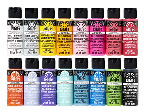 FOLKART FolkArt 16 Piece Multi Surface Acrylic Craft Paint Set Formulated  to be Non-Toxic that is Perfect for Beginners and Artists