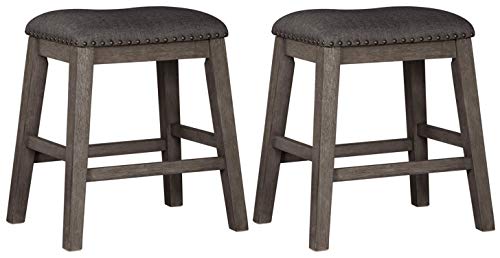 Signature Design by Ashley Caitbrook Counter Height Upholstered Bar Stool, Gray
