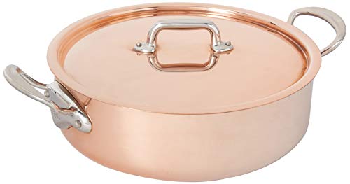 Mauviel Made In France M'Heritage Copper 150s 6130.29 5.8-Quart Rondeau with Lid and Cast Stainless Steel Handle