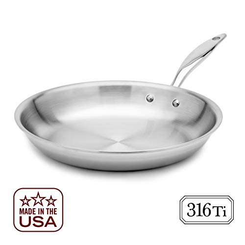 Heritage Steel 12 Inch Fry Pan - Titanium Strengthened 316Ti Stainless Steel Pan with 7-Ply Construction - Induction-Ready