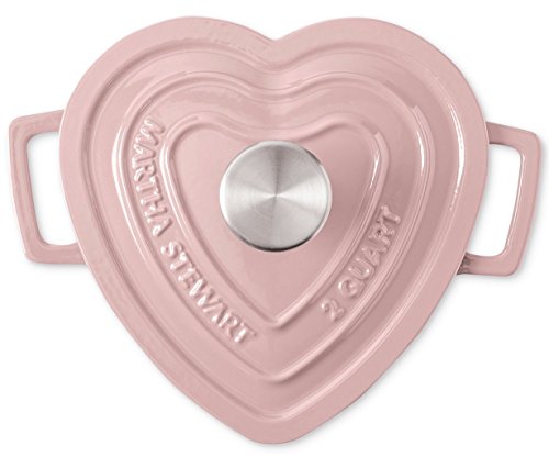 Martha Stewart Collection Collectors Enameled Cast Iron Heart-Shaped  Casserole 2 QT Pink