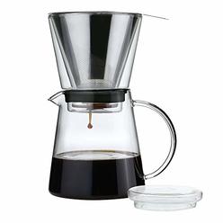 Zassenhaus M045000 Glass/Stainless Steel Pour-Over Coffee Brewer, 4.75" Diameter x 8.5", Silver