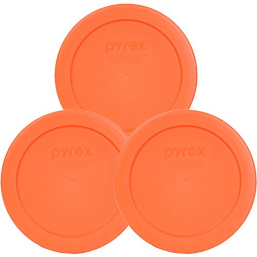 Pyrex Orange 2 Cup 4.5" Round Storage Cover #7200-PC for Glass Bowls - 3 Pack