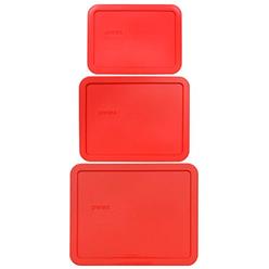 Pyrex Bundle - 3 Items: (1) 7212-Pc 11-cup Red Lid, (1) 7211-Pc 6-cup Red Lid, (1) 7210-Pc 3-cup Red Lid