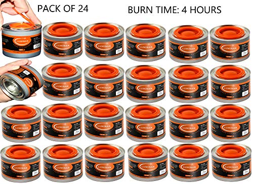 Luminar 24 pc 4 Hour Liquid Cooking Chafing Dish Fuel Cans, Food Warmer Heat for Buffet Burners, Parties, Weddings, Banquets,