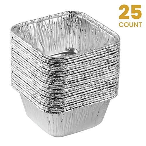 Plasticpro Disposable 4.25'' X 4.25 X 2'' Inch Square Aluminum Tin
