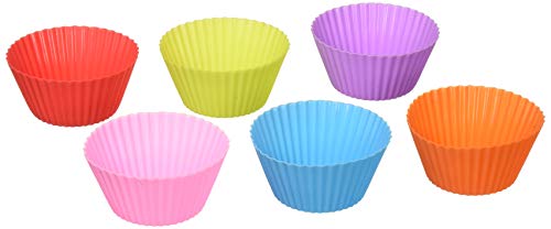 PPUNSON Silicone Cupcake Liners/Baking Cups/Muffin Molds, Pack of 12, Multi-Colored