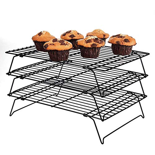 iPstyle 3 Tier Cooling Rack, Stackable Baking Rack Shelf, Kitchen Cookie Cooling Rack Baking Supplies for Bread Cake Biscuits and
