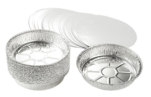 Juvale 9-Inch Aluminum Foil Pans with Lids - 25-Piece Round Disposable Pie Pans Tin Plates for Baking Pie, Tart, Quiche - 9 x 1.6 x