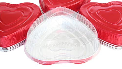 Handi-Foil Disposable Aluminum Heart Shaped Baking/Cake Pan with Clear Plastic Lid #339P (10)