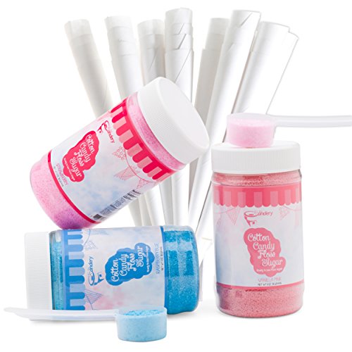 The Candery Cotton Candy Floss Sugar (3-Pack) Includes 100 Premium Cones (3-Pack 11oz with 50 Cones)