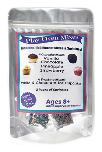 Play Oven Mixes Children's Easy to Bake Oven Mixes Play Toy Real 10 Cupcake Super Pack Mega Refill Kit Vanilla Chocolate Strawberry Pineapple
