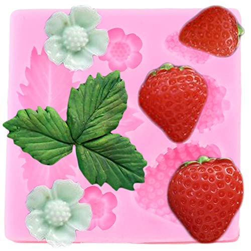 Seedomes 1pc 3D Strawberry and Flowers Silicone Mold for DIY Chocolate Gum  Paste Handmade Ice Cream Crystal Cupcake Cake Topper Decor