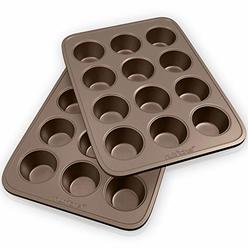 NutriChef - Pair of Cupcake Cookie Sheet Pan Style for Baking - Non-stick Carbon Steel Muffin Pans w/ 12 Cups Cupcake Baking