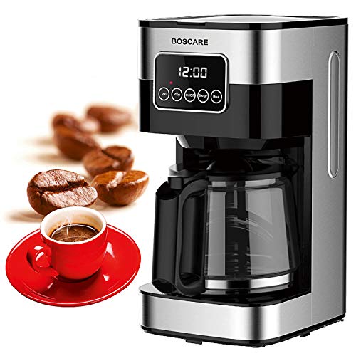 BOSCARE 10 cup Programmable Coffee Maker CM1429TA-UL, Keep Warm Drip Coffee Machine,Easy Read LED Display with Permanent