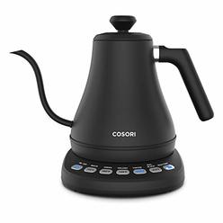 COSORI CO108-NK Electric Gooseneck 5 Variable Presets Pour Over Kettle & Coffee Kettle, 100% Stainless Steel Inner Lid & Bottom,