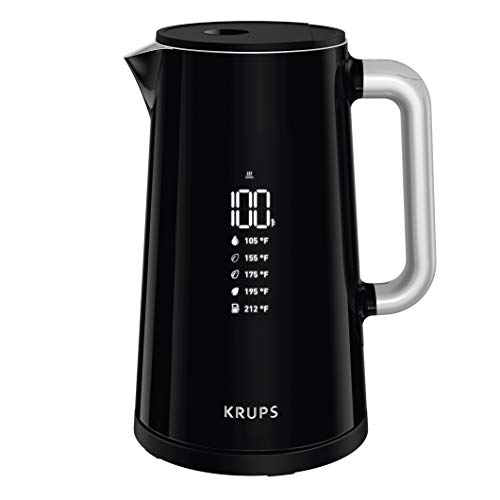 KRUPS BW801852 Smart Temp Digital Kettle Full Stainless Interior and Safety Off, 1.7-Liter, Black