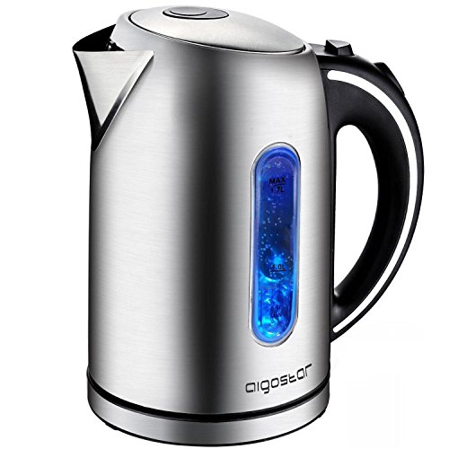 D3RN7LJ Aigostar Electric Kettle, 1.7L Tea Kettle with LED Illumination,  Cordless Hot Water Kettle Pot for Tea Coffee Fast Boiling