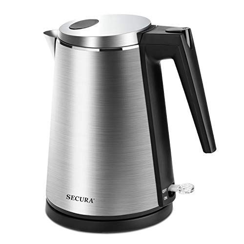 K15-F1E Secura Electric Kettle Water Boiler for Tea Coffee Stainless Steel  1.5L Large Cordless Hot Water Pot BPA Free with Auto