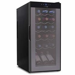 NutriChef 18 Bottle Wine Cooler Refrigerator - White Red Wine Fridge Chiller Countertop Wine Cooler, Freestanding Compact Mini Wine