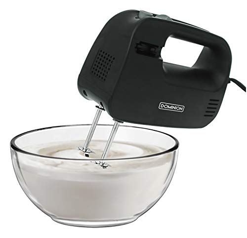 Dominion Electric Hand Mixer, 3 Mixing Speeds, Clever Built In Beater Storage, 2 Stainless Steel Chrome Beaters, Ideal for