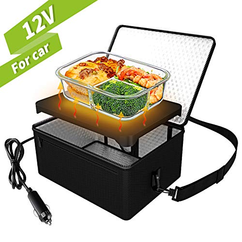 Rottogoon Portable Oven, 12V Car Food Warmer Portable Personal Mini Oven Electric Heated Lunch Box for Meals Reheating & Raw Food