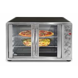 Maxi-Matic Elite Gourmet Eto-4510M French Door 47.5Qt, 18-Slice Convection Oven 4-Control Knobs, Bake Broil Toast Rotisserie Keep Warm, Inc