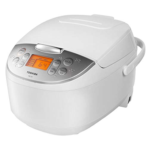 Toshiba TRCS01 Cooker 6 Cups Uncooked (3L) with Fuzzy Logic and One-Touch Cooking for Brown, White Rice, and Porridge