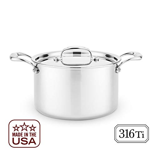 Heritage Steel 5 Quart Sauce Pot - Titanium Strengthened 316Ti Stainless Steel with 7-Ply Construction - Induction-Ready and