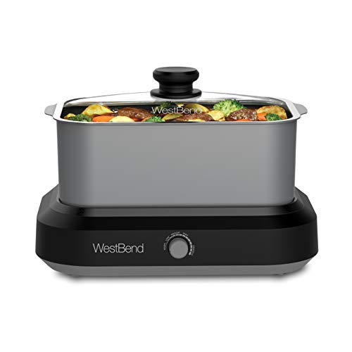 West Bend 87905 Large Capacity Non-stick Versatility Slow Cooker with 5 Different Temperature Control Settings Dishwasher