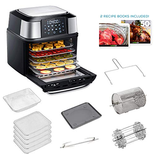 GoWISE USA Food Dehydrator and Air Fryer - 5 Drying Trays plus 6 Additional Accessories - Adjustable Time & Temperature