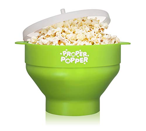 Proper Popper The Original Proper Popper Microwave Popcorn Popper, Silicone Popcorn Maker, Collapsible Bowl BPA Free & Dishwasher Safe -