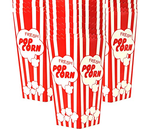 Salbree Top Rated 15 Popcorn Boxes 7.75 Inches Tall & Holds 46 Oz. Old Fashion Vintage Retro Design Red & White Colored Nostalgic