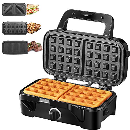 Decen Sandwich Maker 3in1 Waffle Maker, 1200W Panini Press Grill with