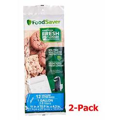 FoodSaver FSFRBZ0316-000 1-Gallon Vacuum Zipper Bags, 12 Count, Multi 2-Pack