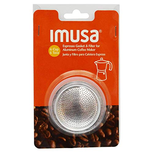 IMUSA USA B120-393 Aluminium Stovetop Replacement Rubber Ring & Filter for 6-Cup